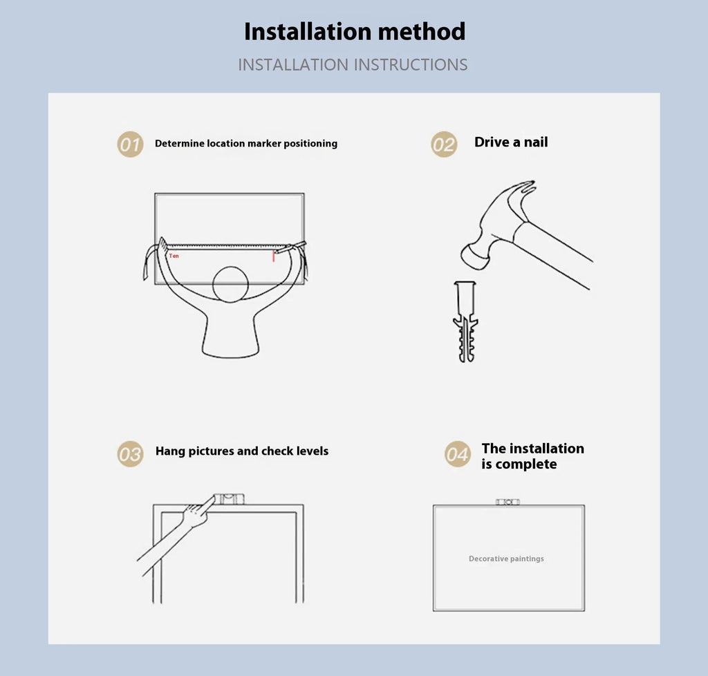 Frameless canvas hanging painting in modern style on solid wood frame, shown in various size options