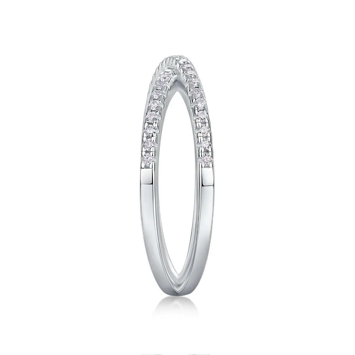Love Interwoven moissanite wedding ring set in gold S925 silver with platinum plating on white background