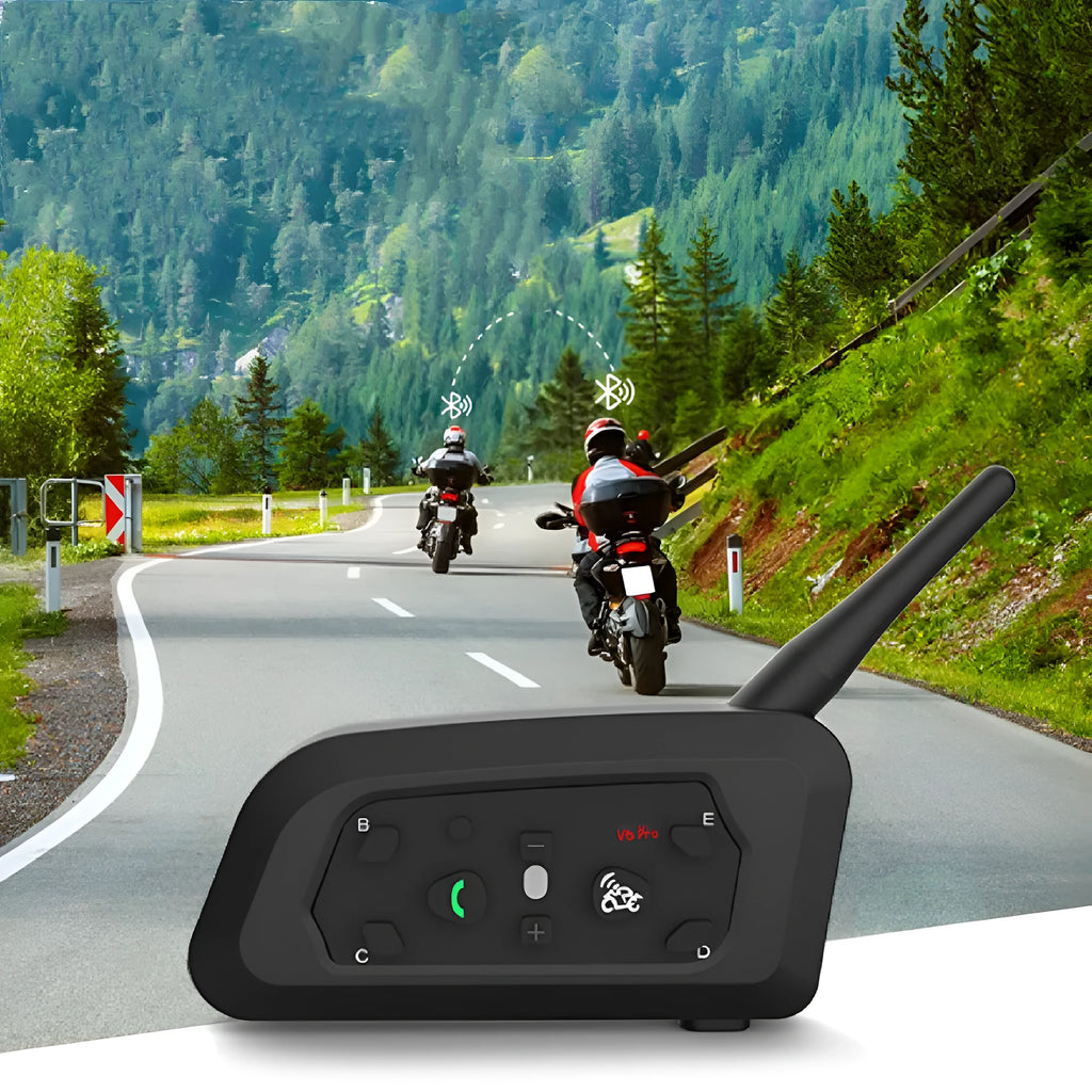 Motorcycle helmet Bluetooth intercom V6 Pro with mounting accessories and 800 metre communication range