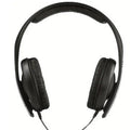 Black head-mounted monitor headphones with 40mm speakers showing 3.5mm plug and microphone