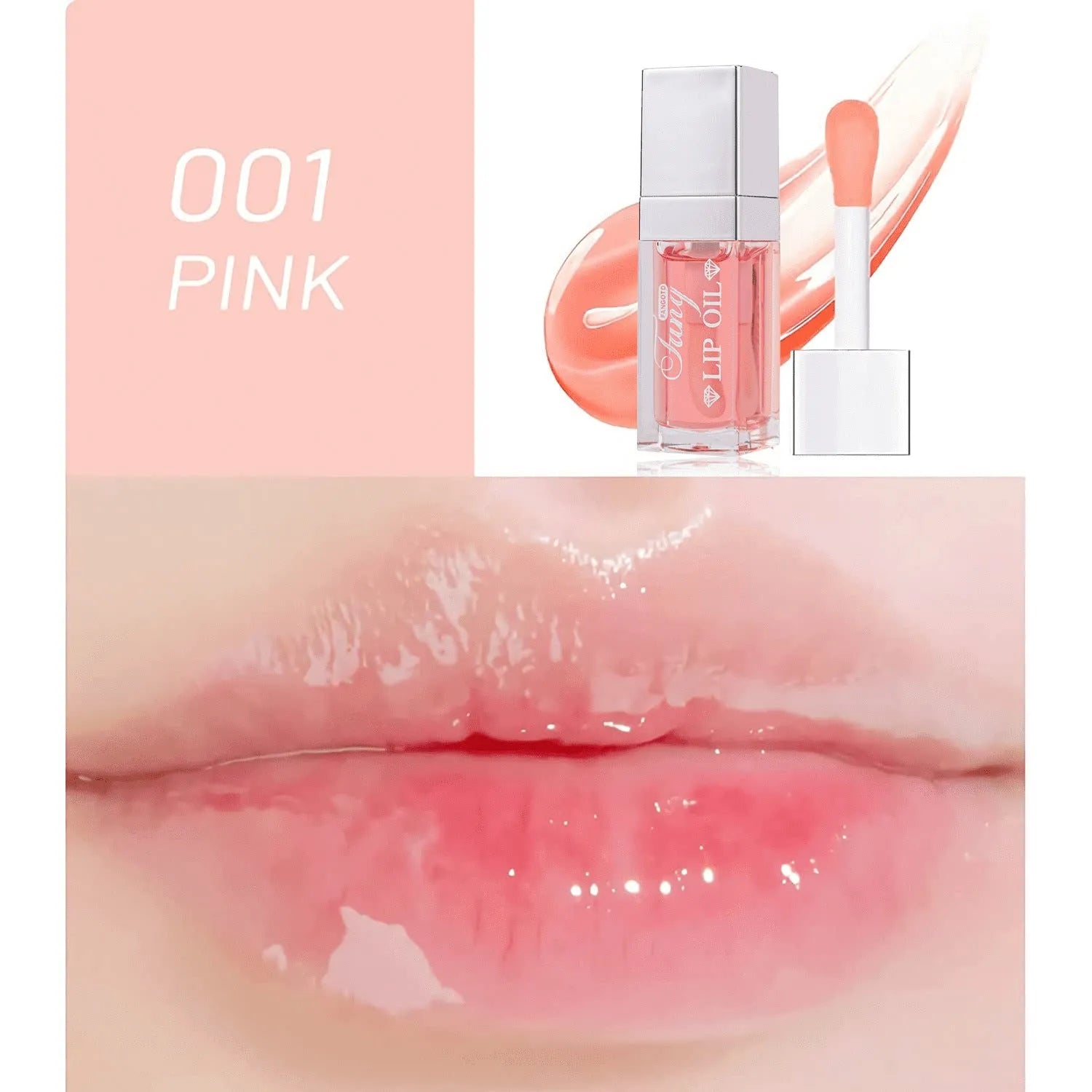 Set of five bright mint lip gloss tubes and one lip essence oil bottle for moisturising and repair.