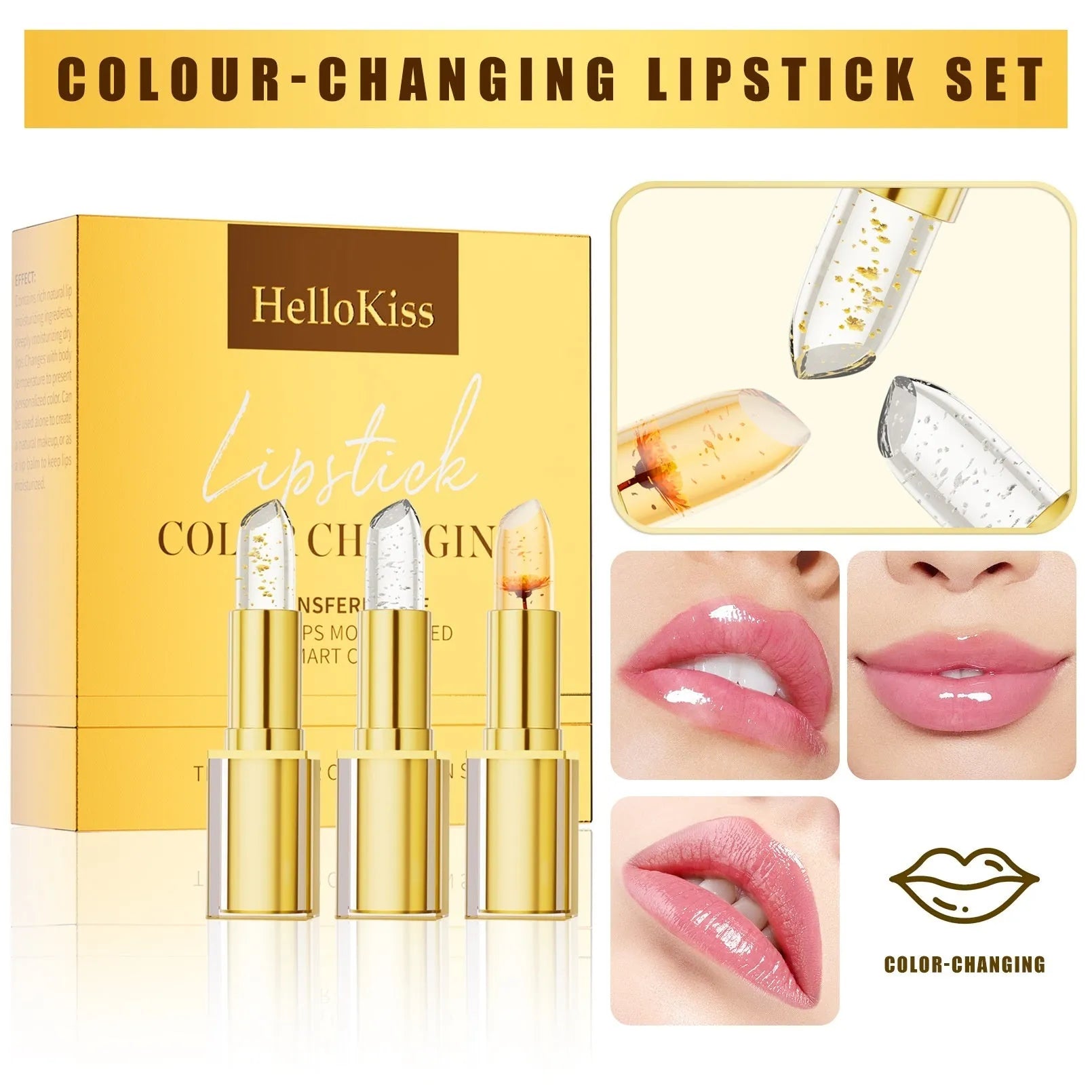 Anti-smudge gilding lipstick in warm colour-changing YB1001 shade, 3.5g content