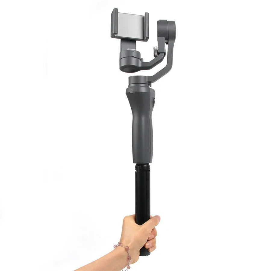 Black aluminium alloy mobile phone tripod and handheld stabiliser compatible with Apple iPhone