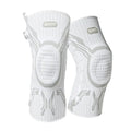 Grey and white sports knee pads for left and right knees, suitable for basketball, running, football.