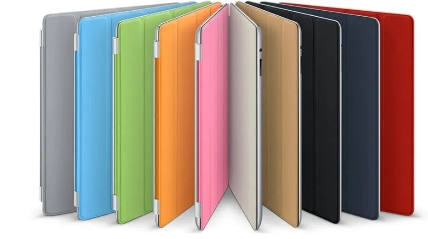 Compatible iPad mini Smart Cover in black with tri-fold stand and matte non-slip texture, closed on an iPad mini