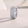 Moissanite wedding ring set in S925 silver with platinum plating, under 0.1 carat, gift box