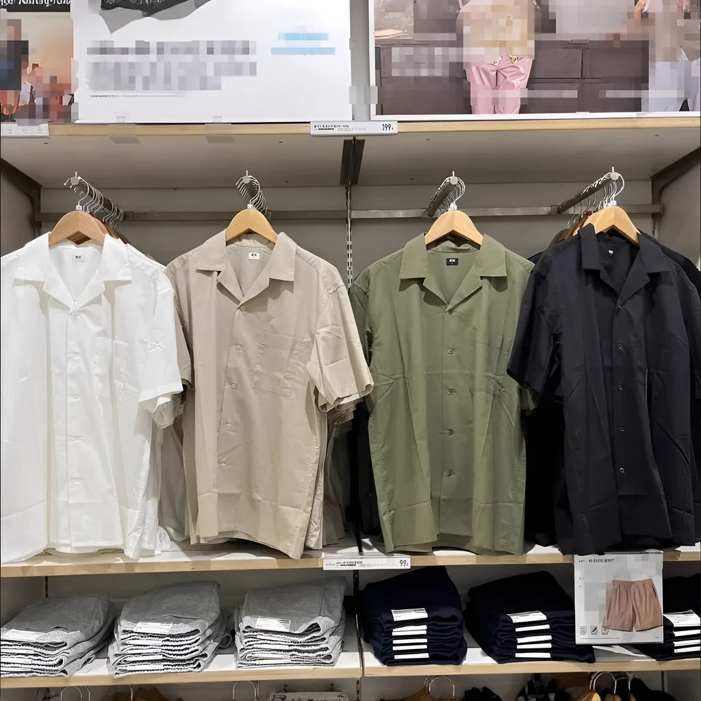 Men's modal cotton open collar casual shirt in Japanese Korean style