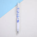 Set of six cute bear and bunny themed press pen knives on a white background.