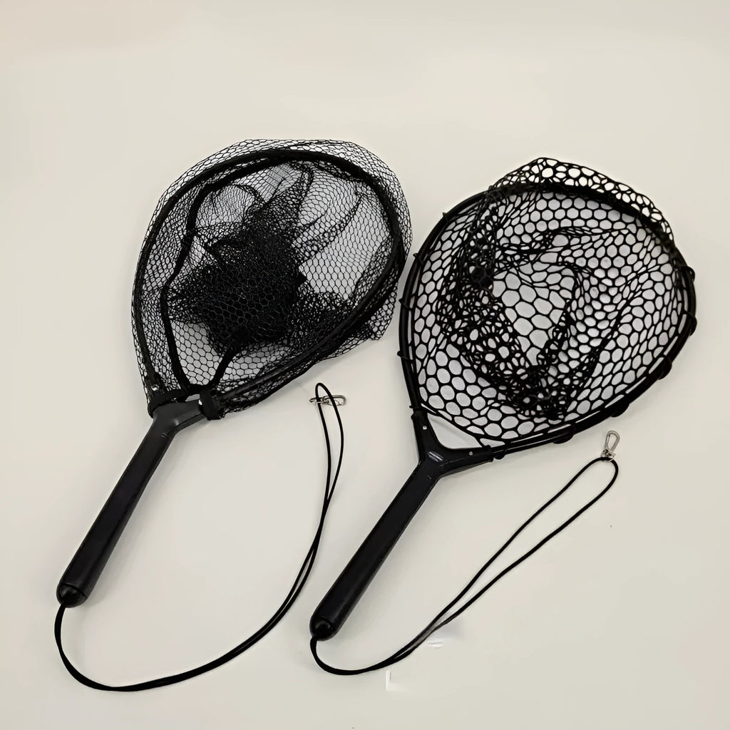 Portable small dip net fishing gear black aluminium alloy 30x40 cm hand net