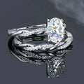 Classical zircon simple ring two-piece wedding set copper white gold colour geometric ellipse design