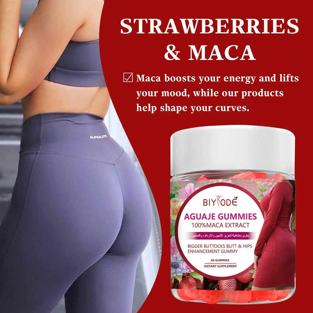 Aguaje gummies herbal supplement bottle with 60 gummies for booty enhancement natural plant based formula