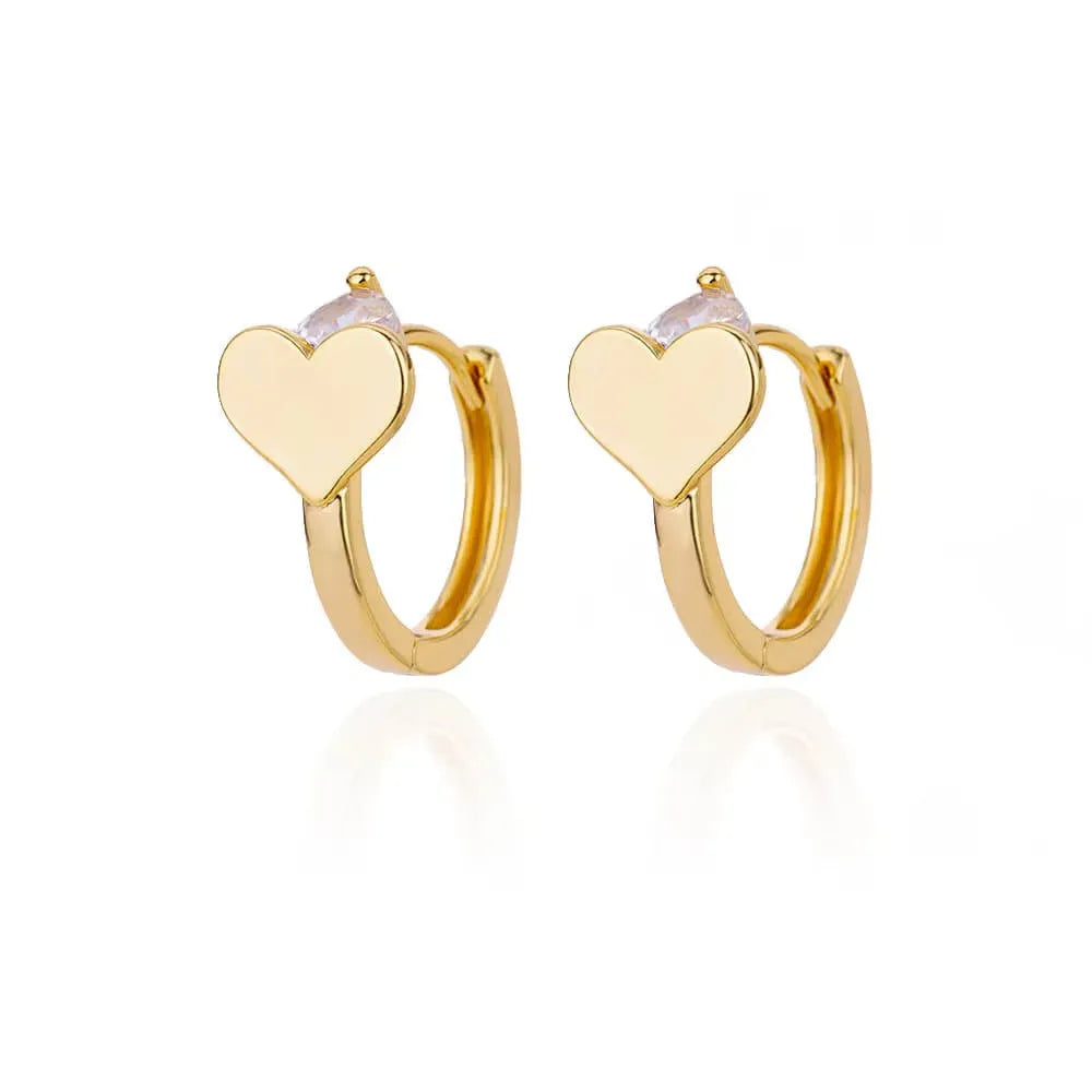 Women's heart-shaped stainless steel ear clip earrings with zircon love motif detail