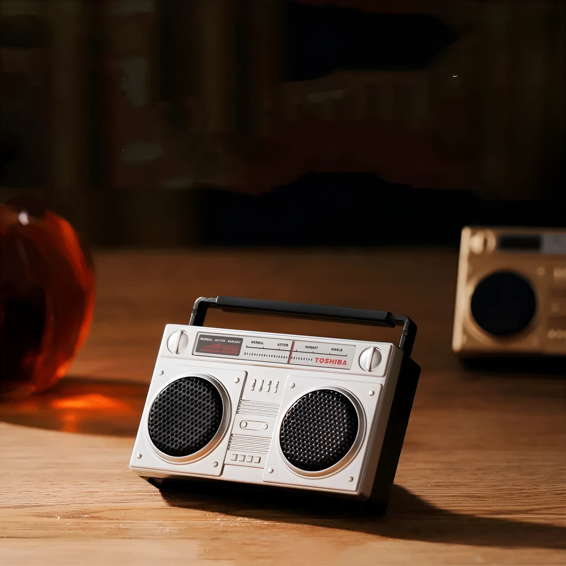 Gold car recorder aroma diffuser clipped to vehicle air vent showing cassette aromatherapy film