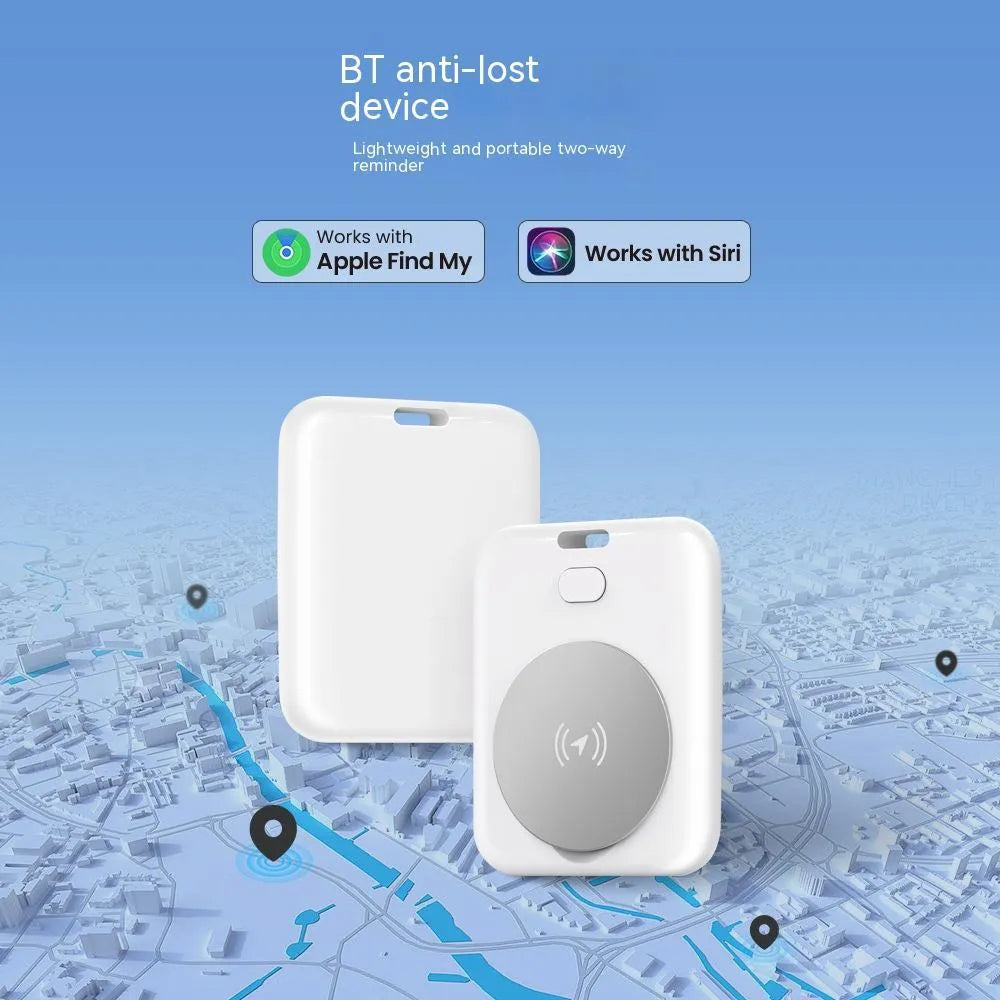 White ABS plastic pet tracking device with portable wearing attachment for Apple devices