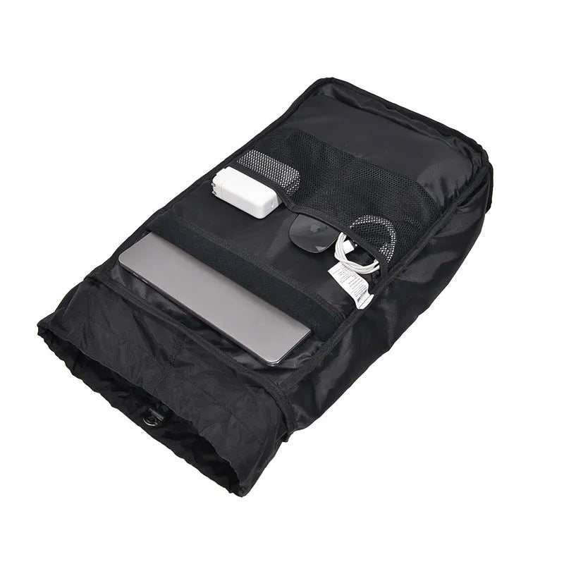Waterproof flip computer bag with contrast colour design, 16-inch capacity, urban simple style, black colour