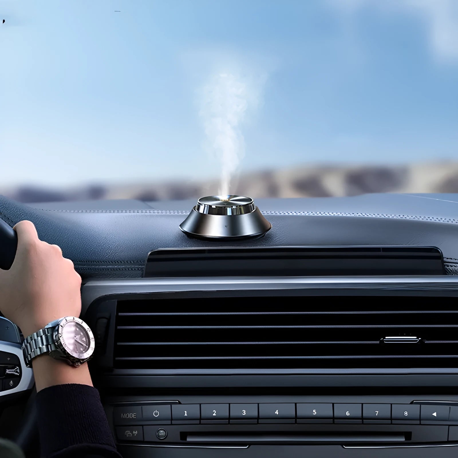 Black butterfly-shaped metal car aromatherapy air purifier with USB port