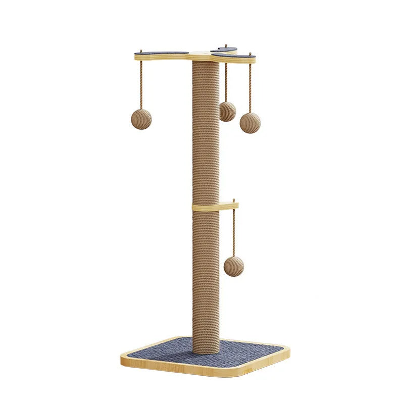 Scratch-resistant cat climbing frame toy with windmill hanging ball design
