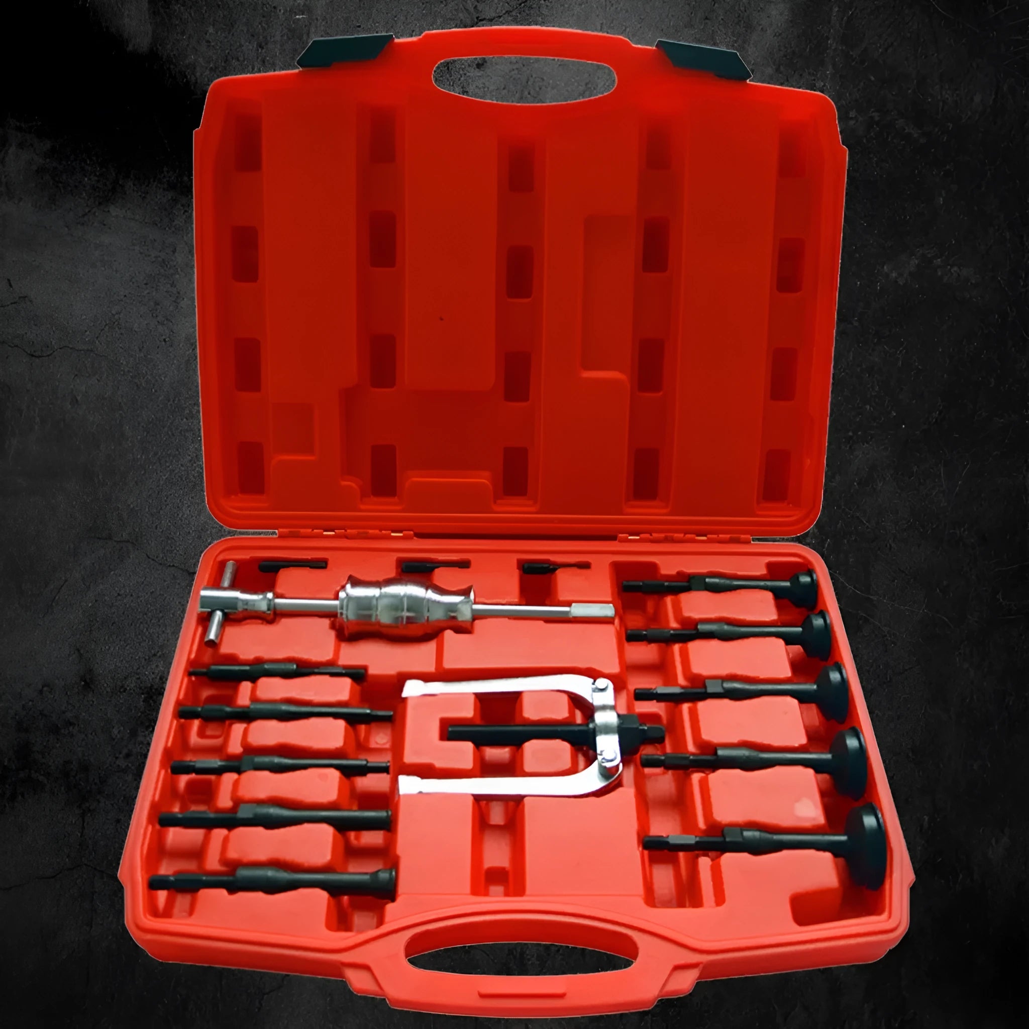 16 piece inner bearing puller set with slip hammer tool BL1039 in alloy and plastic