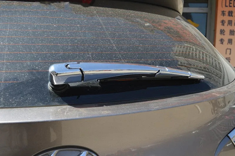 Set of four silvery ABS plastic rear window wiper cover trims for a Hyundai car.