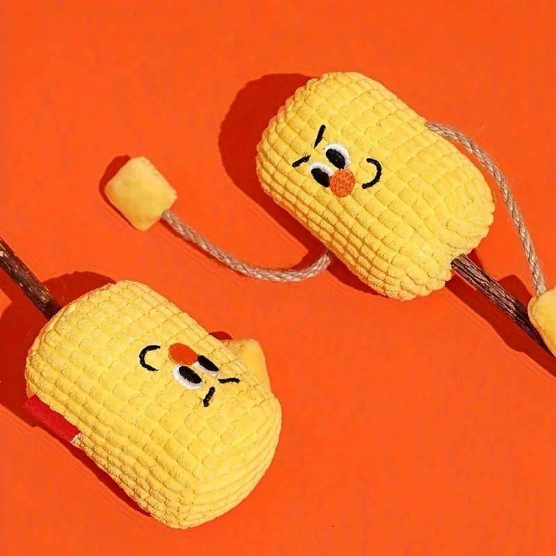 Corn cob shaped cat toy made from natural polio wood with catnip infusion for dental cleaning