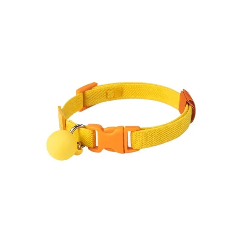 Small dog polyester pet collar in various solid colours showing high elastic adjustable band.