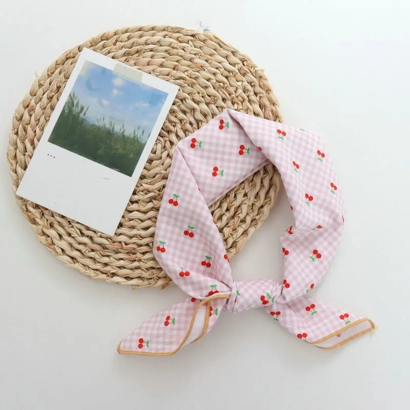 Women's pure cotton cashew print scarf hair band in brick red, 60x60cm square size