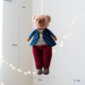Princess and Gentleman plush bear dolls wearing cotton suits with plaid patterns