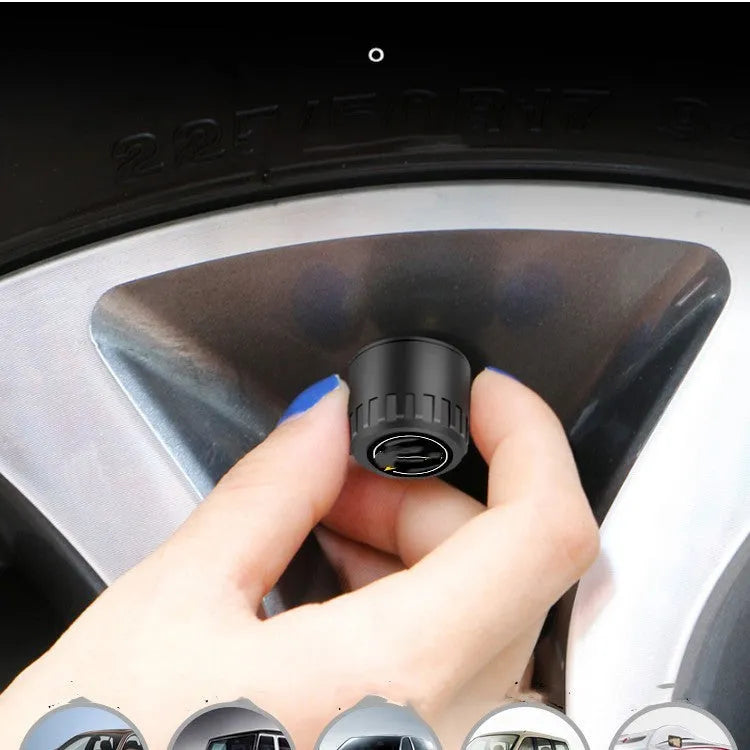 Bluetooth automotive tyre pressure monitor system with four external sensors, wrench, and anti-theft screws