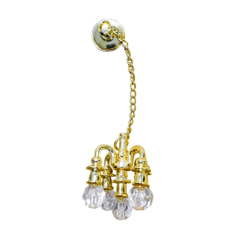 Mini retro metal ceiling light photo prop decoration in gold and silver 5x2cm