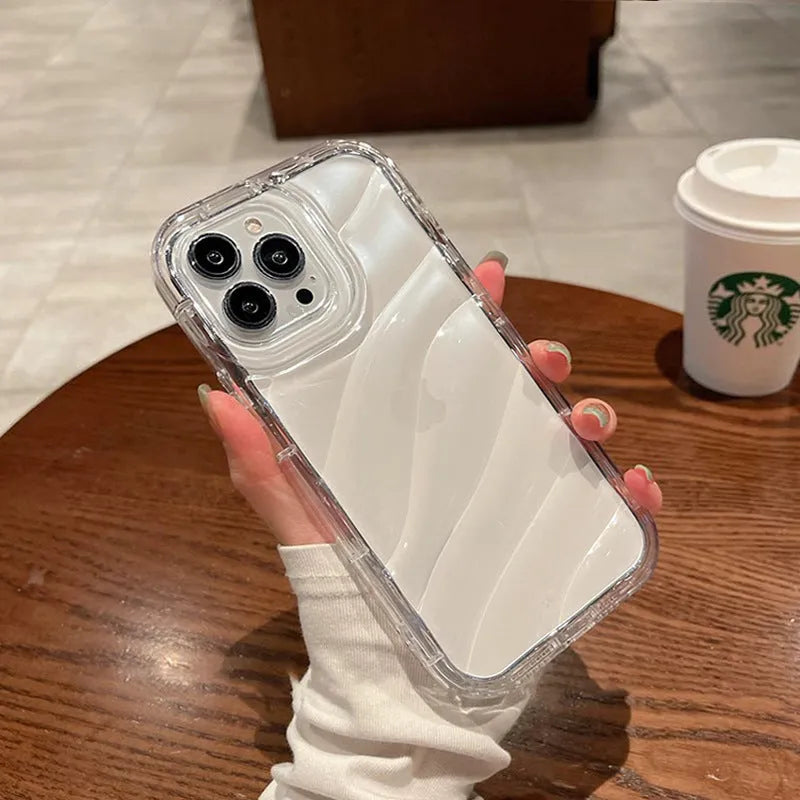 Transparent water ripple silicone phone case for iPhone, shockproof anti-fingerprint design