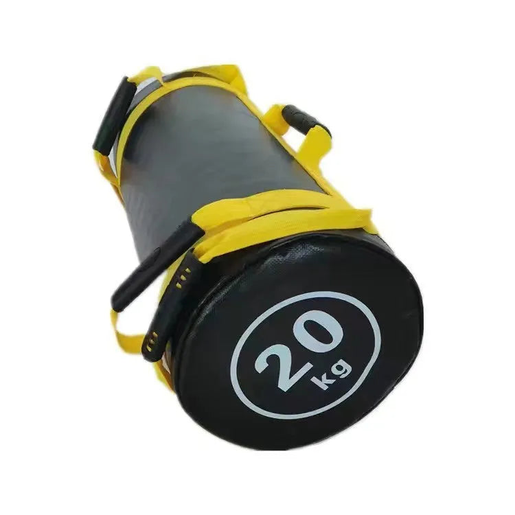 Flat white leather PVC fitness training sandbag with solid fill for weight lifting and gym workouts