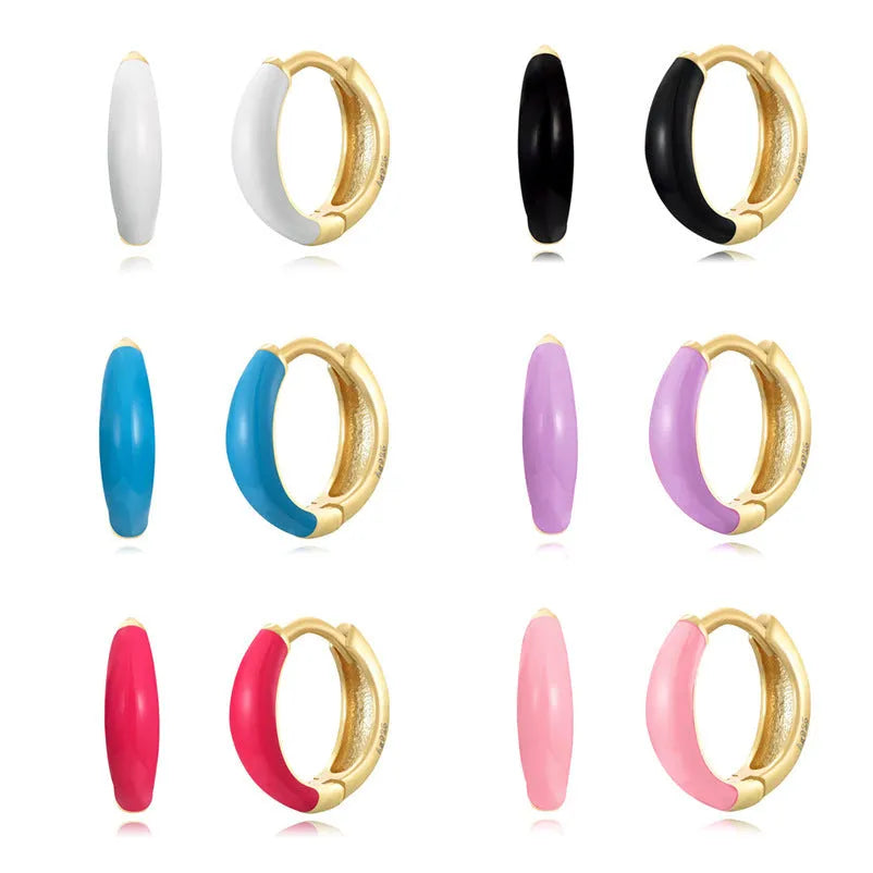Epoxy oval curved geometric earrings in seven colour options with U-shaped design