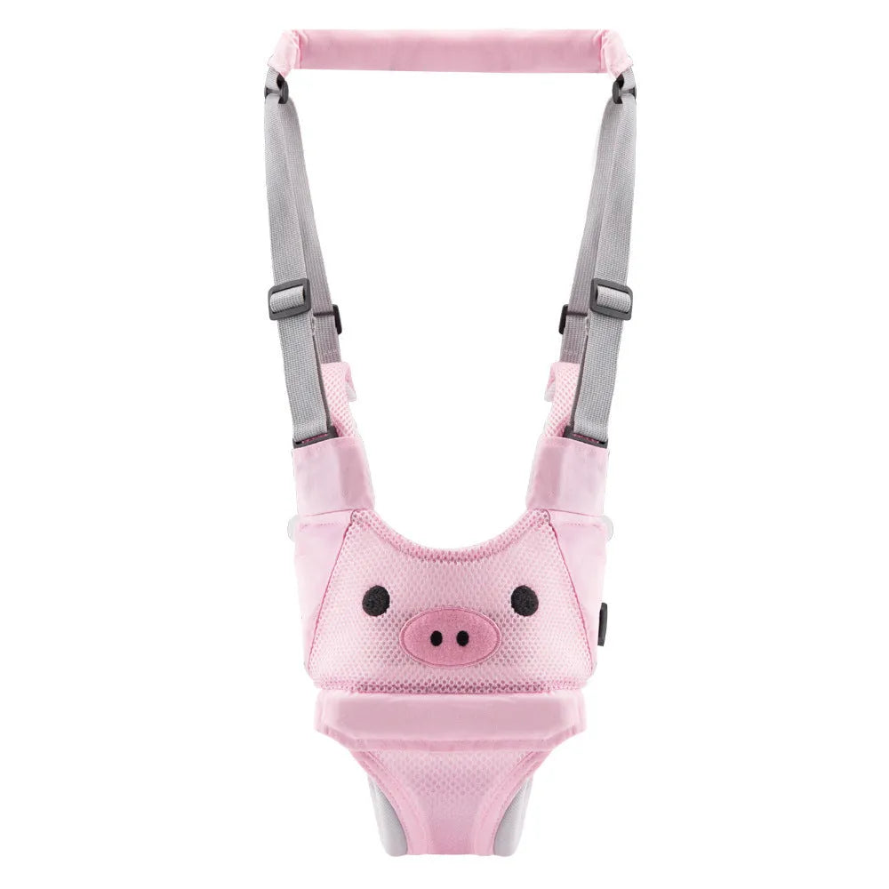 Cotton baby walking harness belt for toddlers in blue colour, showing adjustable straps and chest panel.