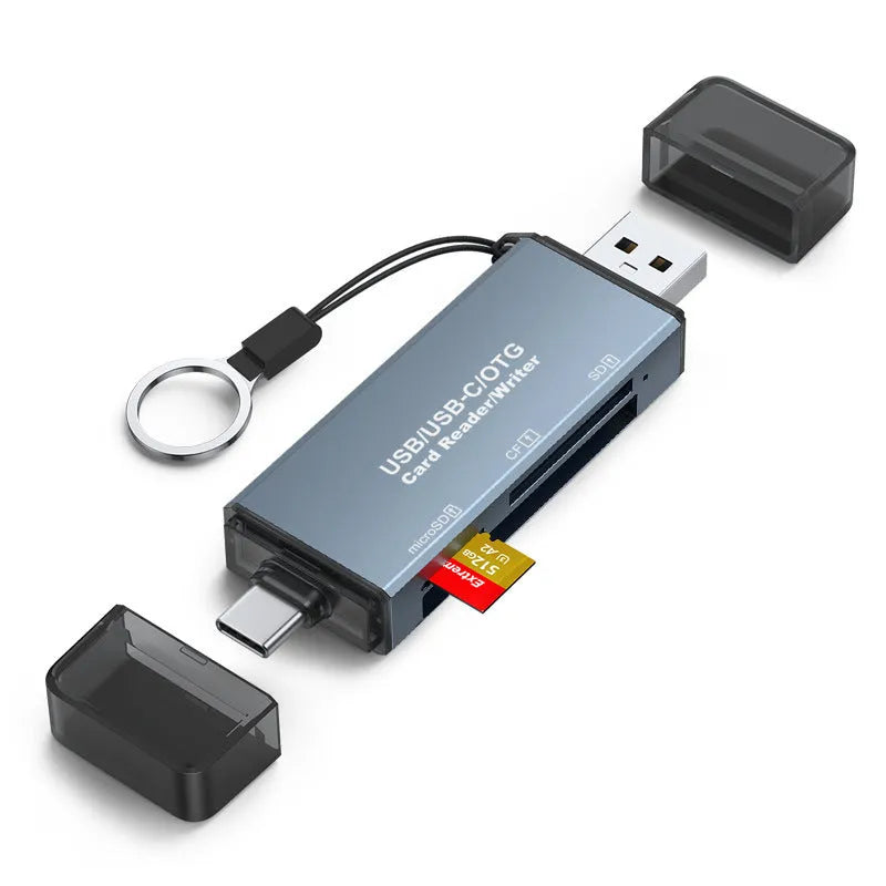 CF SD TF three-in-one USB card reader with aluminium alloy housing