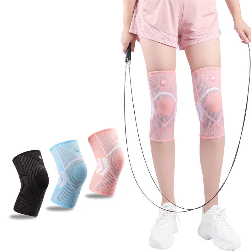 Knee compression sleeve with non-slip silicone stripes for knee pain relief and recovery, black, side view