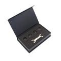 Bluetooth automotive tyre pressure monitor system with four external sensors, wrench, and anti-theft screws