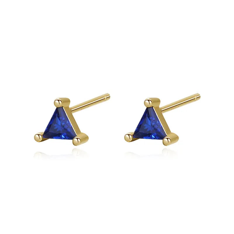 925 sterling silver geometric triangle zircon stud earrings in gold red zirconium finish