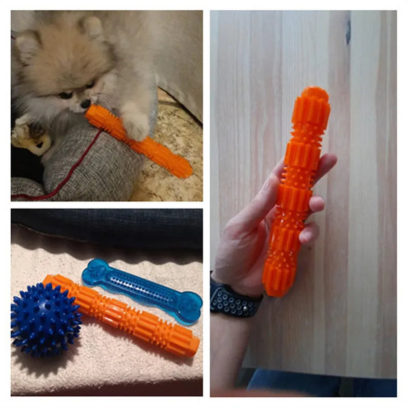 Green and orange rubber dog chew toy for aggressive chewers with treat dispensing feature