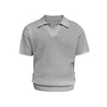 Men's loose fit polo shirt in ice silk fabric showing creamy-white, black and grey colour options