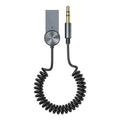 New AUX car Bluetooth sound receiver in black aluminium alloy with USB AUX interface and 35-100cm cable
