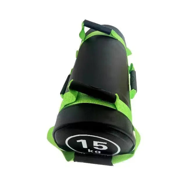 Flat white leather PVC fitness training sandbag with solid fill for weight lifting and gym workouts