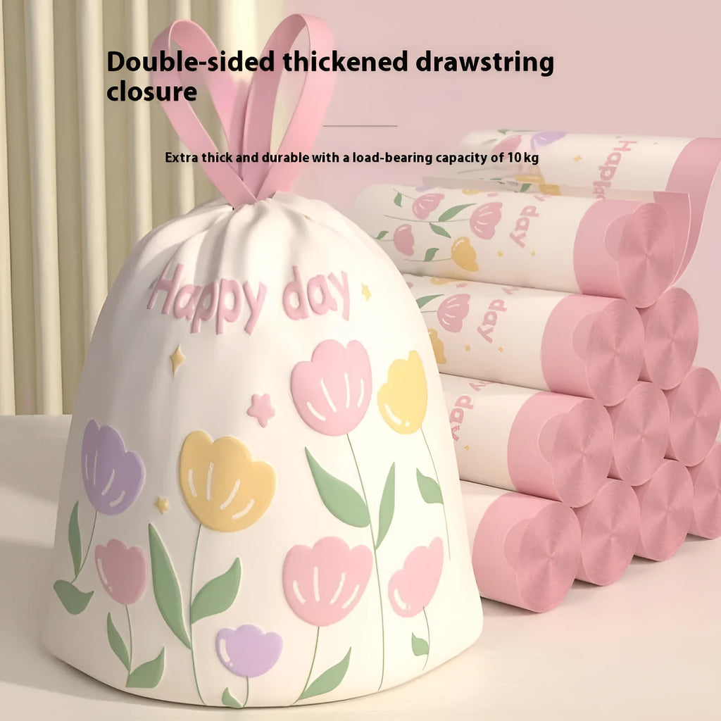 Pink drawstring garbage bags with argy wormwood for mosquito repellent, size 44cm by 48cm