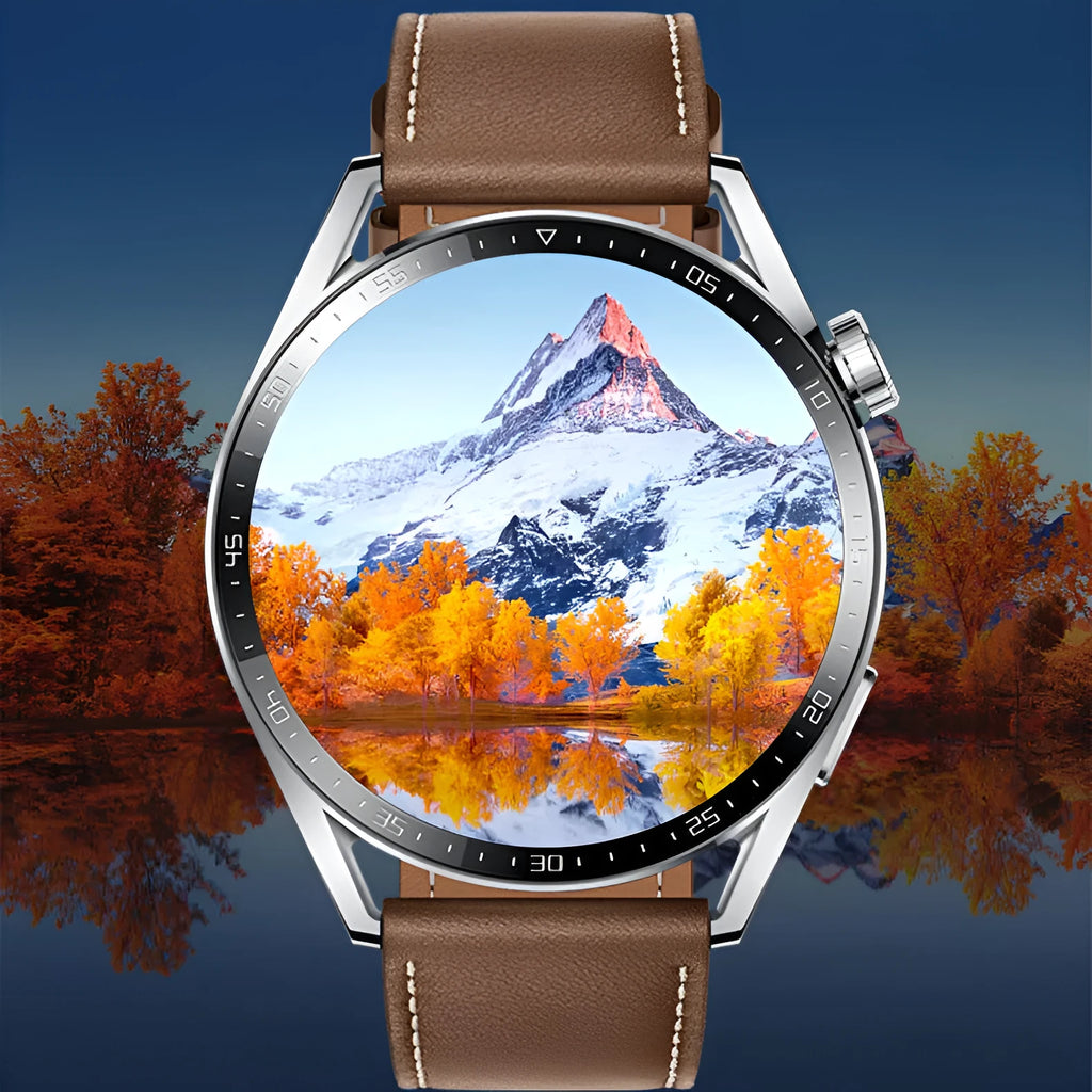 Black GS3 Max smartwatch on silicone strap showing health stats on its 1.35-inch IPS screen.