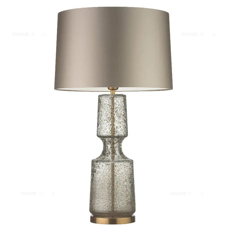 Simple glass art table lamp in blue-green large 76x38cm on a living room side table