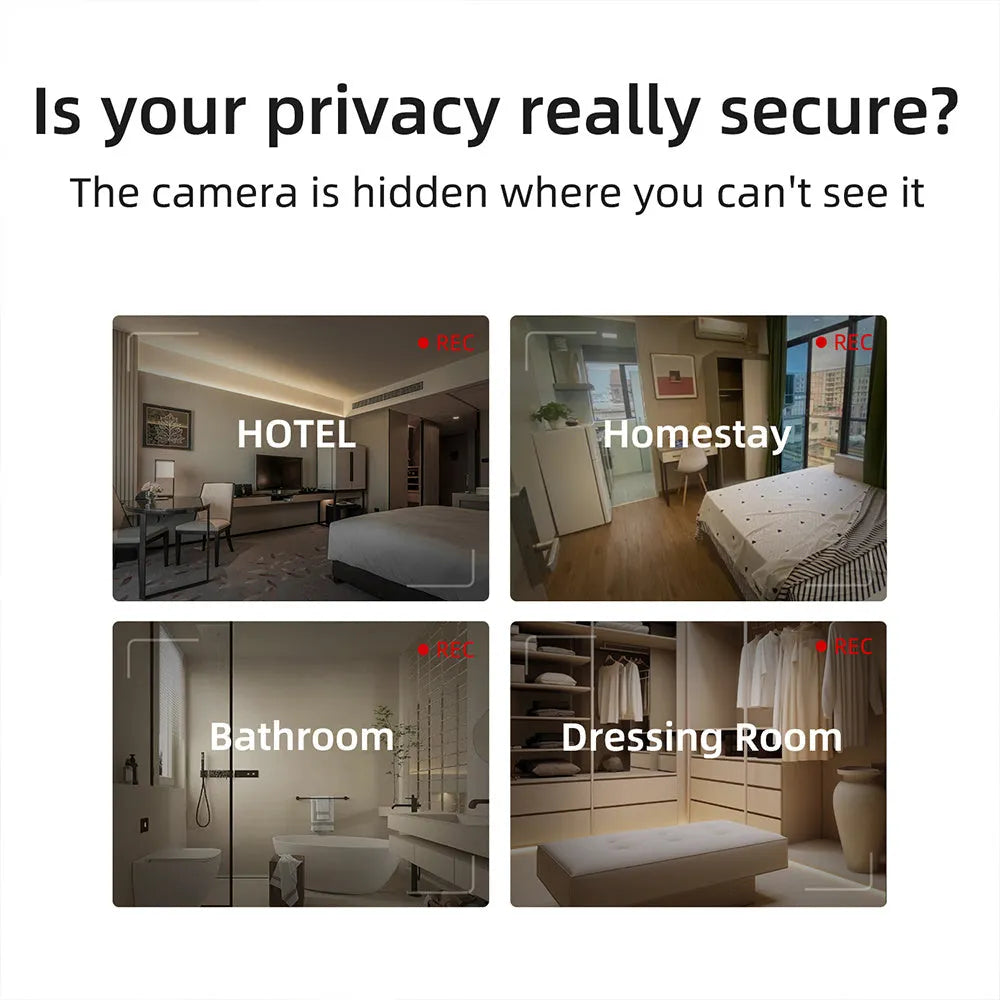 Black infrared camera detector with compact design for locating hidden cameras up to 5 metres away