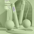 ABS plastic skipping rope with bearing handles in various colour and style options including cordless and long shoelace.