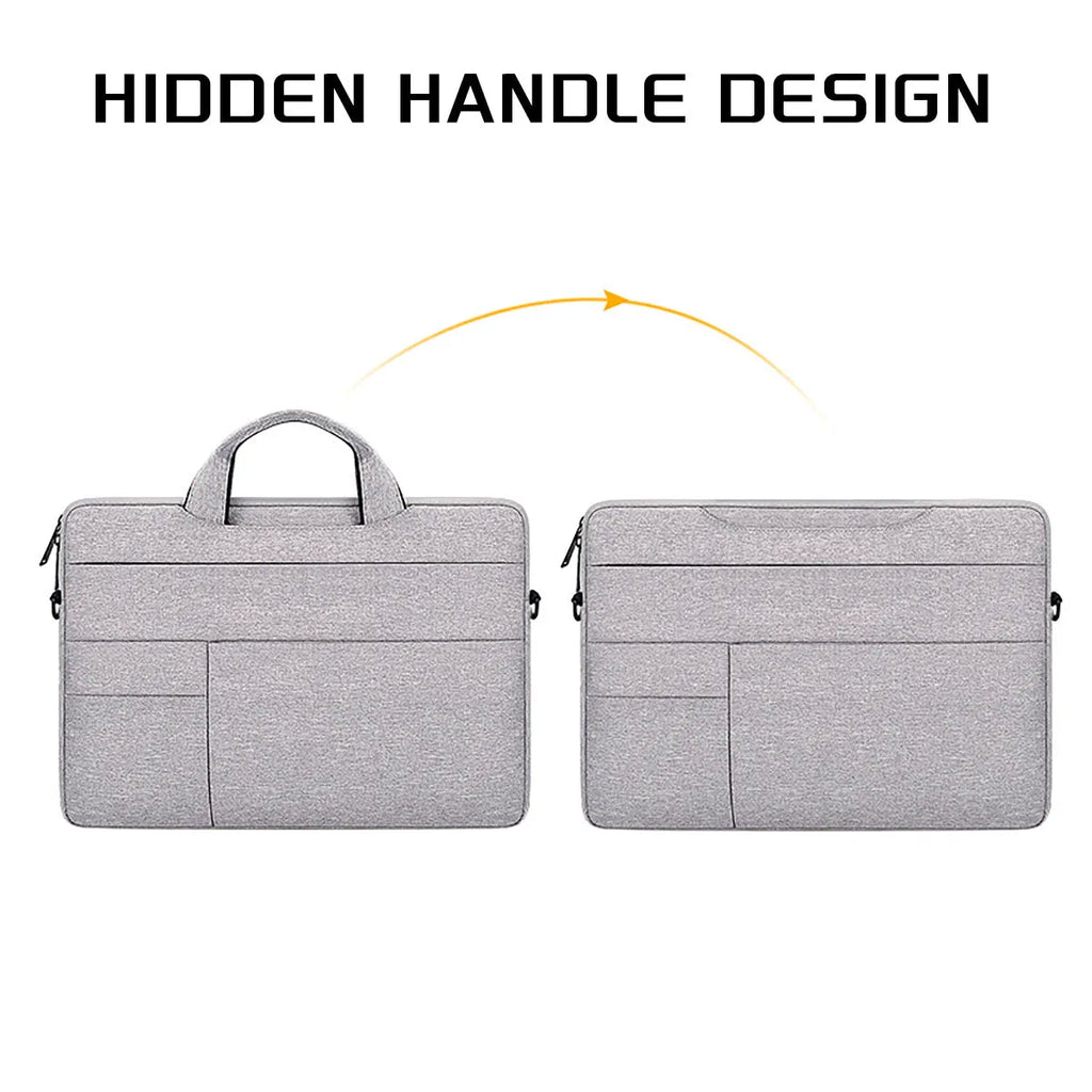 Water-repellent laptop bag with shoulder strap, available in multiple sizes and colours