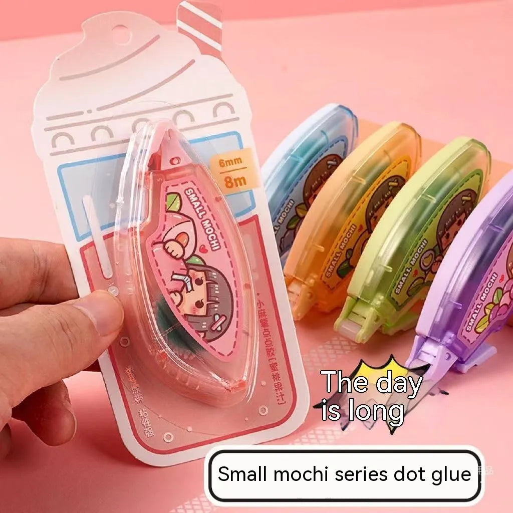 Cute fruit juice coloured dotting glue with high viscosity, traceless double-sided adhesive for crafts