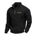 Men's loose fit sport sweatshirt with stand collar and contrast stripes in army green colour