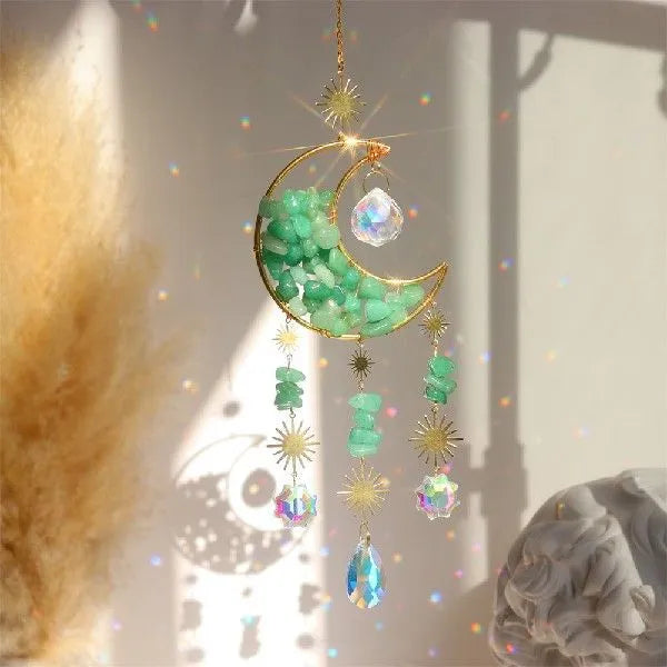 K9 crystal moon pendant car accessory with metal chain in blue colour option